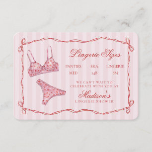 Roze & Rode Hart Ondergoed Maten Douche Boog Informatiekaartje