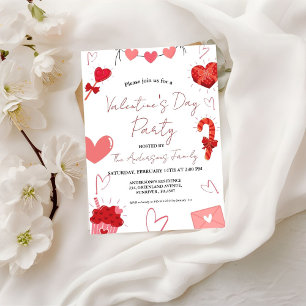 Roze & Rode Hart Paar Valentijnsdag Party Kaart