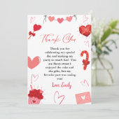 Roze & Rode Hart Valentijn Verjaardag Dank u Kaart (Staand voorkant)