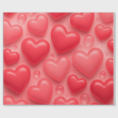 Roze & Rode Harten Bubble Patroon Cadeaupapier (Vlak)