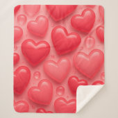 Roze & Rode Harten Bubble Patroon Sherpa Deken (Voorkant)