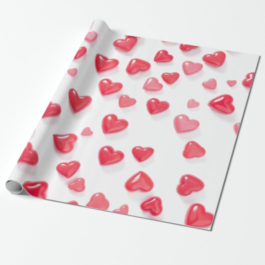 roze rode harten cadeaupapier (Uitgerold)