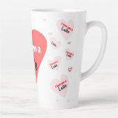Roze rode harten houden van je, een latente, geluk latte mok (Rechts)