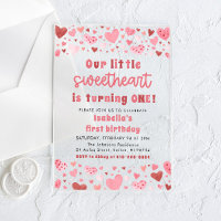 Roze Rode Harten Kleine Liefste Eerste Verjaardag