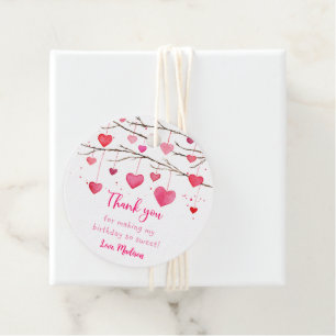 Roze rode harten lieverd verjaardag bedankjes labels