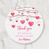 Roze rode harten lieverd verjaardag bedankjes labels (Voorkant)