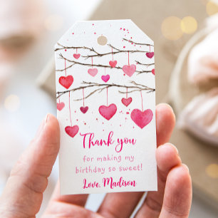 Roze rode harten lieverd verjaardag cadeaulabel