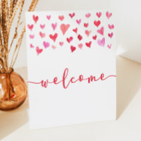 Roze Rode Harten Mini Welkomsttafel Party Sign