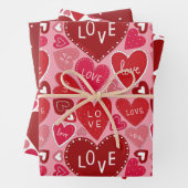 Roze rode harten — Papier met vulling Reeks 3 vel (In situ)