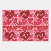 Roze rode harten — Papier met vulling Reeks 3 vel (Voorkant)