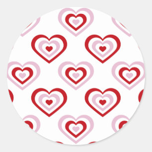 Roze rode harten patroon ronde sticker