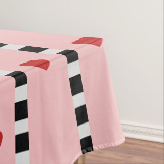 Roze & Rode Harten Schachbrett Streep Tafelkleed