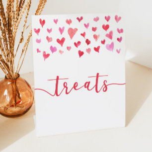 Roze Rode Harten Treats Sweets Tafel Party Teken Reclamebord Met Voetstuk