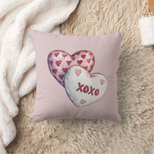 Roze Rode Harten XOXO Kussen
