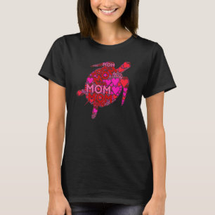 Roze rode hartslag van mama Cute Zee Turtle Mama M T-shirt