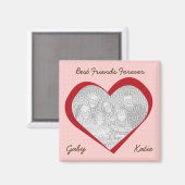 Roze rode hartstippen liefde aangepaste foto beste magneet (Voorkant / Achterkant)