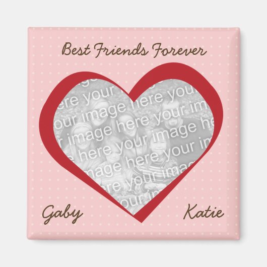 Roze rode hartstippen liefde aangepaste foto beste magneet (Voorkant)