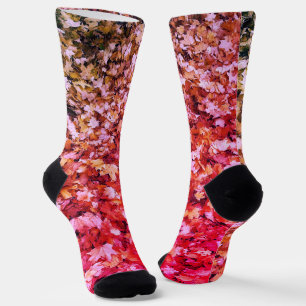 Roze rode herfst esdoornbladeren sokken