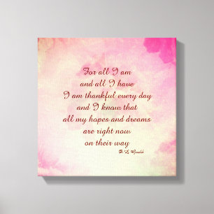 Roze rode Inspirerend woorden canvas Afdruk