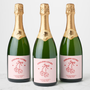 Roze & Rode Kersen Bachelorette Champagne Label Sparkling Wijnetiket
