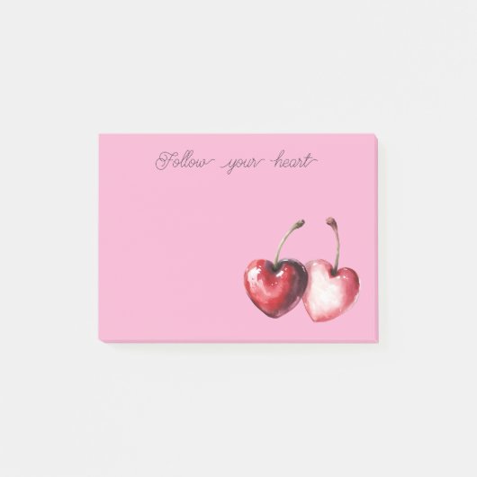 Roze Rode Kersen Harten Post-it® Notes (Voorkant)