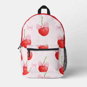 ROZE RODE KERSEN TERUG NAAR SCHOOL BEDRUKTE RUGZAK
