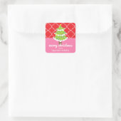 Roze & Rode Kerstboom Gift Stickers (Tas)