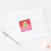 Roze & Rode Kerstboom Gift Stickers (Envelop)