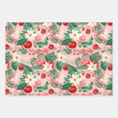 Roze Rode Kerstmis Inpakpapier Vel (Voorkant)