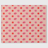 Roze rode lippatroon Valentijnsdag Cadeaupapier (Vlak)