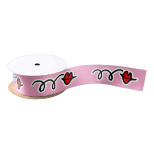 Roze rode lippen lint   Girly kussen voor cadeaus