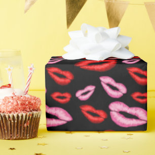 Roze Rode Lippenstift Afdruk  Cadeaupapier