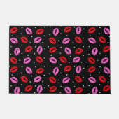 Roze rode lipstick Kus Prints Deur Mat - BLK (Voorkant)