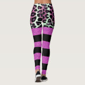 Roze rode luipaard en zwarte roze strips leggings (Achterkant)