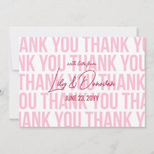 Roze & Rode Moderne Typografie Huwelijk Bedankkaart