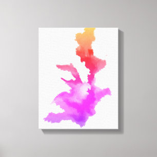 Roze rode Paarse Oranje gele Abstracte verf Canvas Afdruk