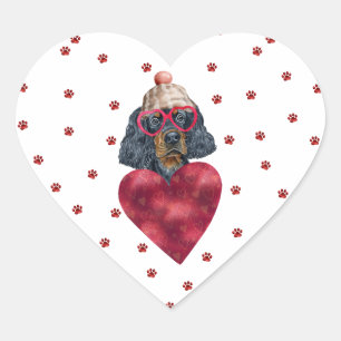 Roze Rode Poots Gordon Setter Hond Valentijnsdag Hart Sticker