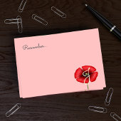  Roze Rode Poppy Monogram Post it Notes