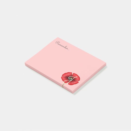  Roze Rode Poppy Monogram Post it Notes (Schuin)