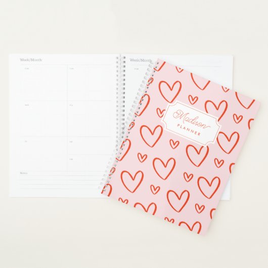 Roze & rode preppy harten planner (Display)