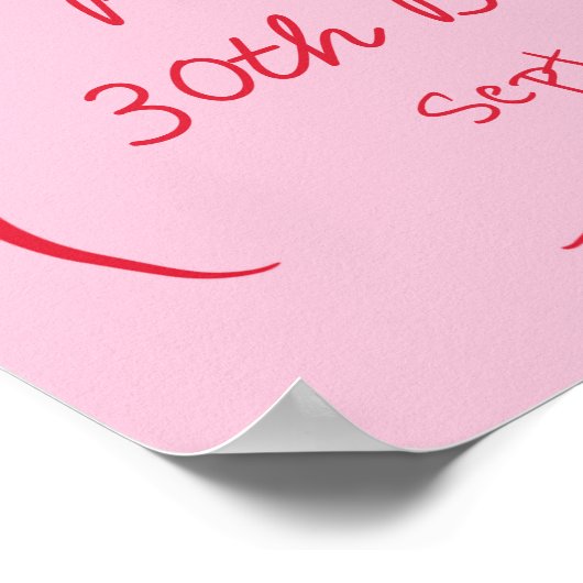 Roze Rode Retro Geïllustreerd 30jarige Welkomstbor Poster (Hoek)