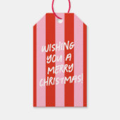 Roze Rode Retro Kerstcadeau Label Cadeaulabel (Voorkant)