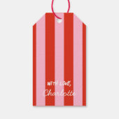 Roze Rode Retro Kerstcadeau Label Cadeaulabel (Achterkant)