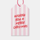 Roze Rode Retro Kerstcadeau Label Cadeaulabel (Voorkant)