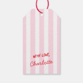 Roze Rode Retro Kerstcadeau Label Cadeaulabel (Achterkant)