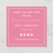 Roze rode Romantische hartslag Dank je Valentijnsd Vierkante Visitekaartje (Achterkant)