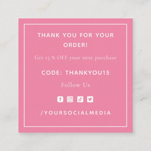 Roze rode Romantische hartslag Dank je Valentijnsd Vierkante Visitekaartje (Achterkant)