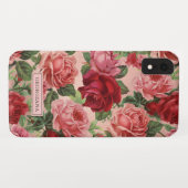 Roze Rode Roos Bloem Gepersonaliseerde Naam Case-Mate iPhone Case (Achterkant (horizontaal))