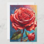 Roze Rode Rozen Abstracte bruiloft uitnodiging (Achterkant)