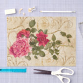 Roze rode  Rozen met Damask Tissuepapier (Craft)